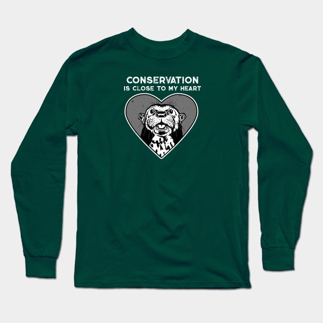 Otter Conservation Heart Long Sleeve T-Shirt by Peppermint Narwhal